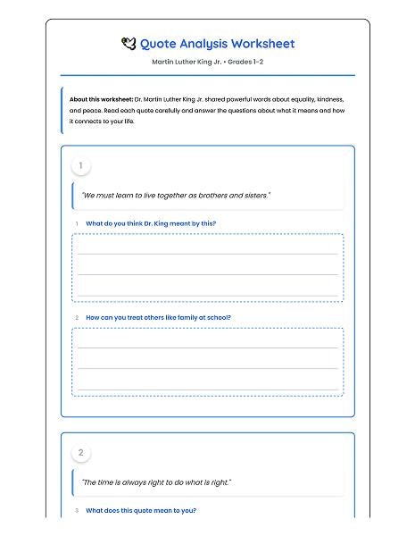mlk quote analysis worksheet grades 1-2