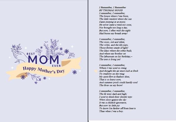 mothers day poem cards