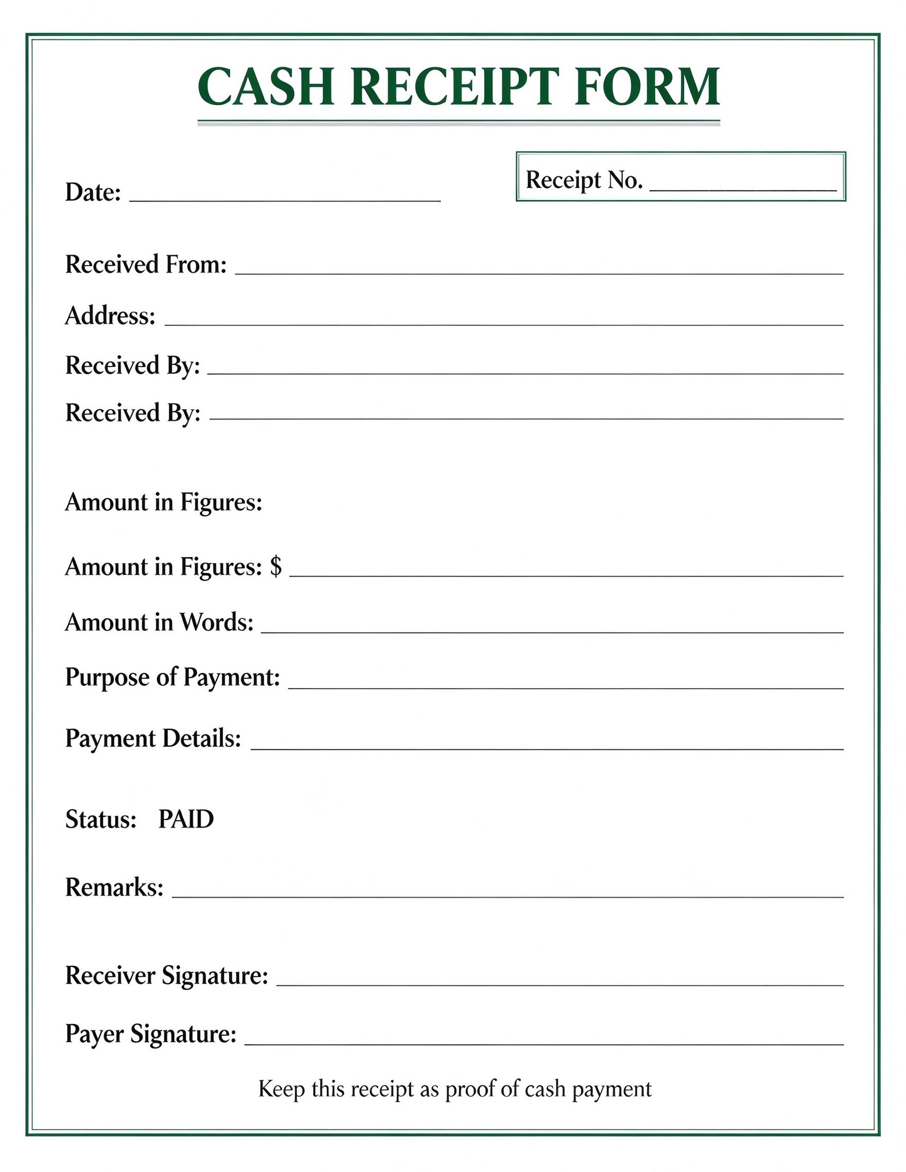 Cash receipt
