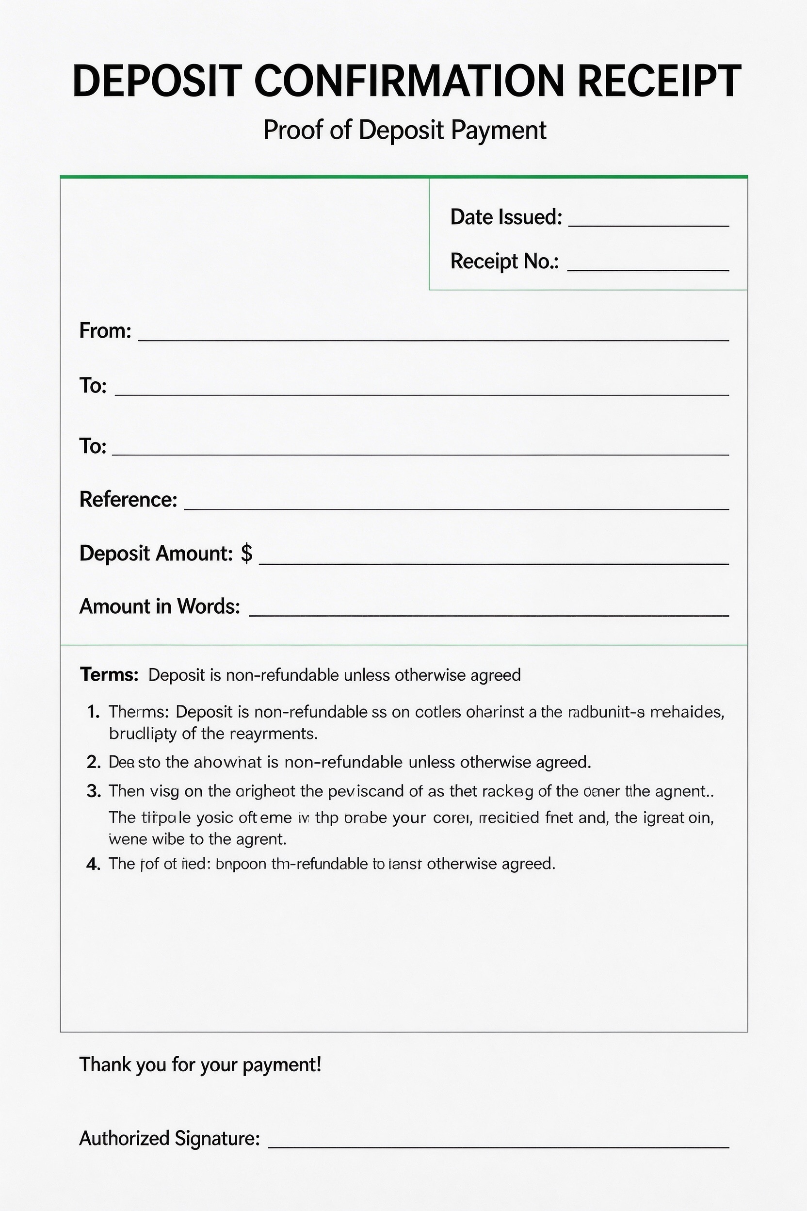 Customize a printable Deposit Confirmation Receipt Template PDF