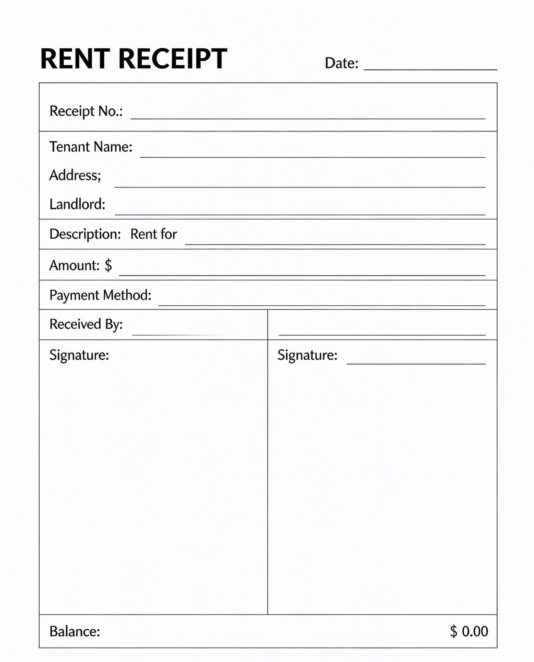house rent receipt