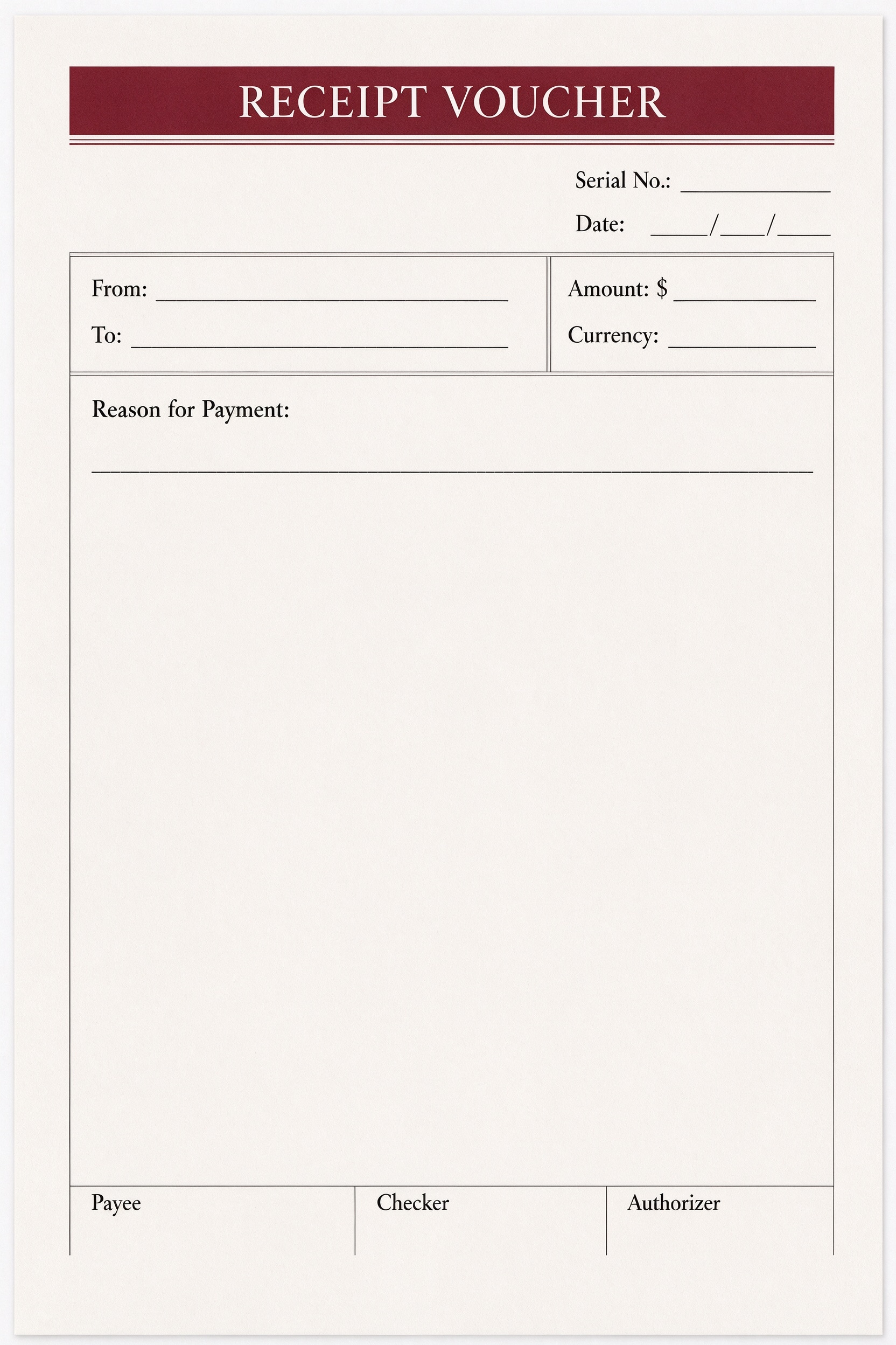 Customize a printable Receipt Voucher Template PDF
