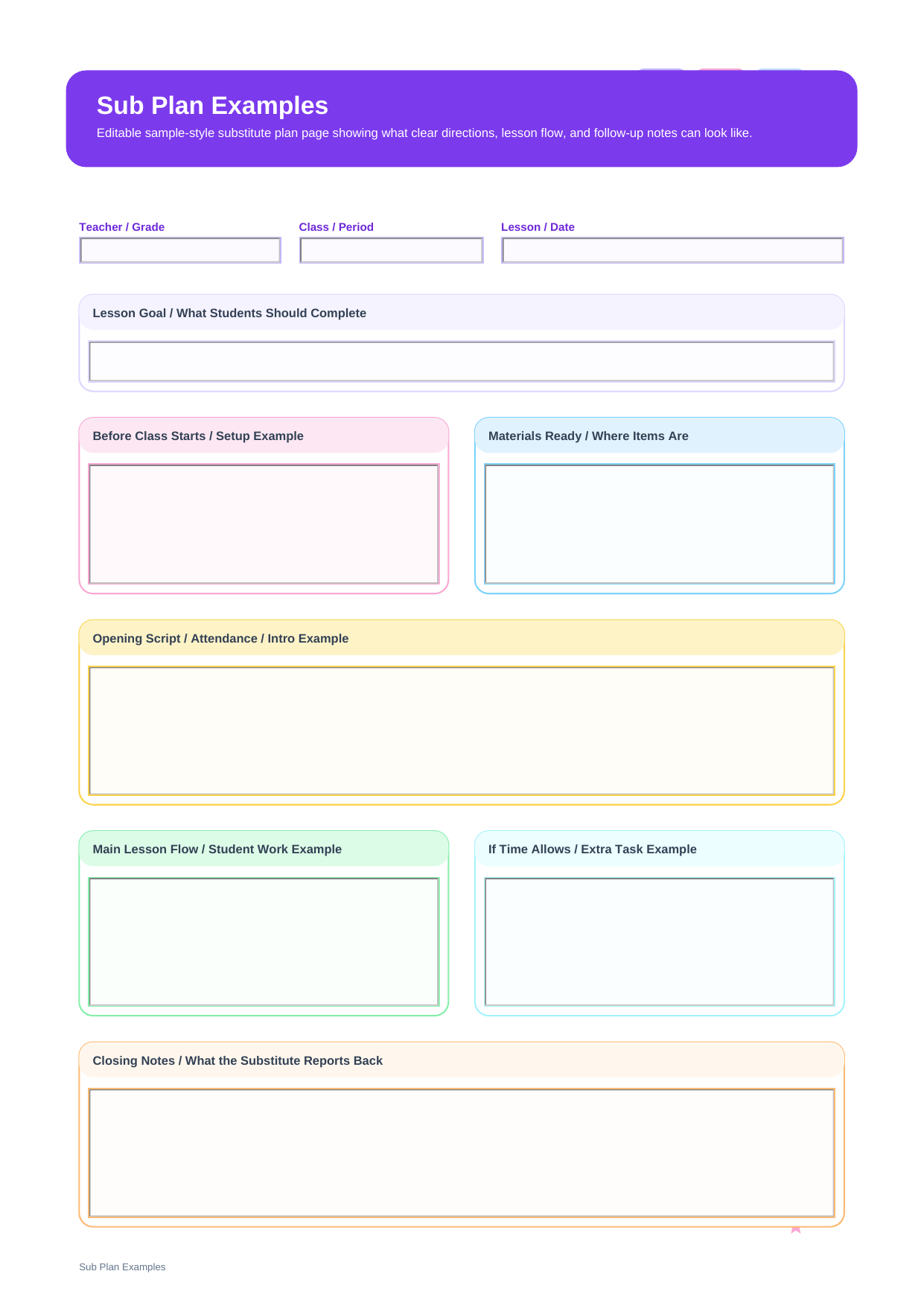 sub plan example