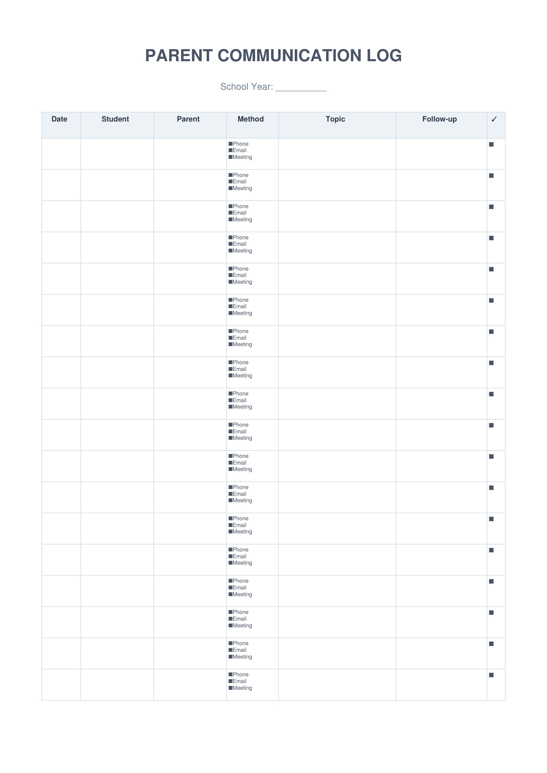 parent communication log template teacher record