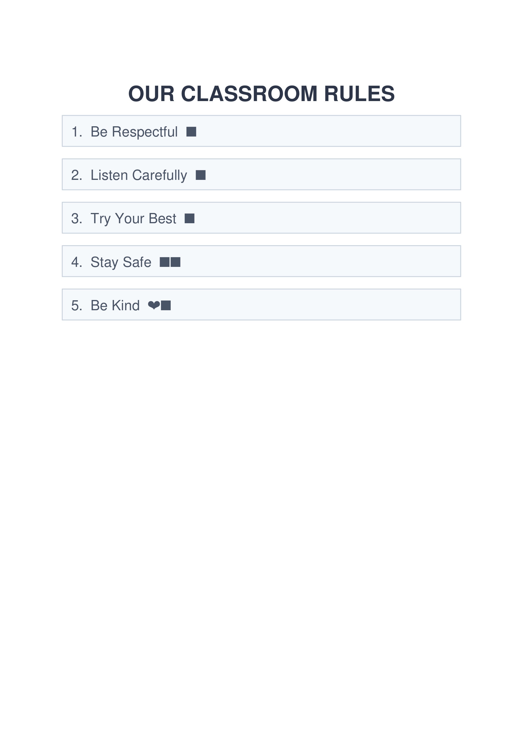 classroom rules poster template printable