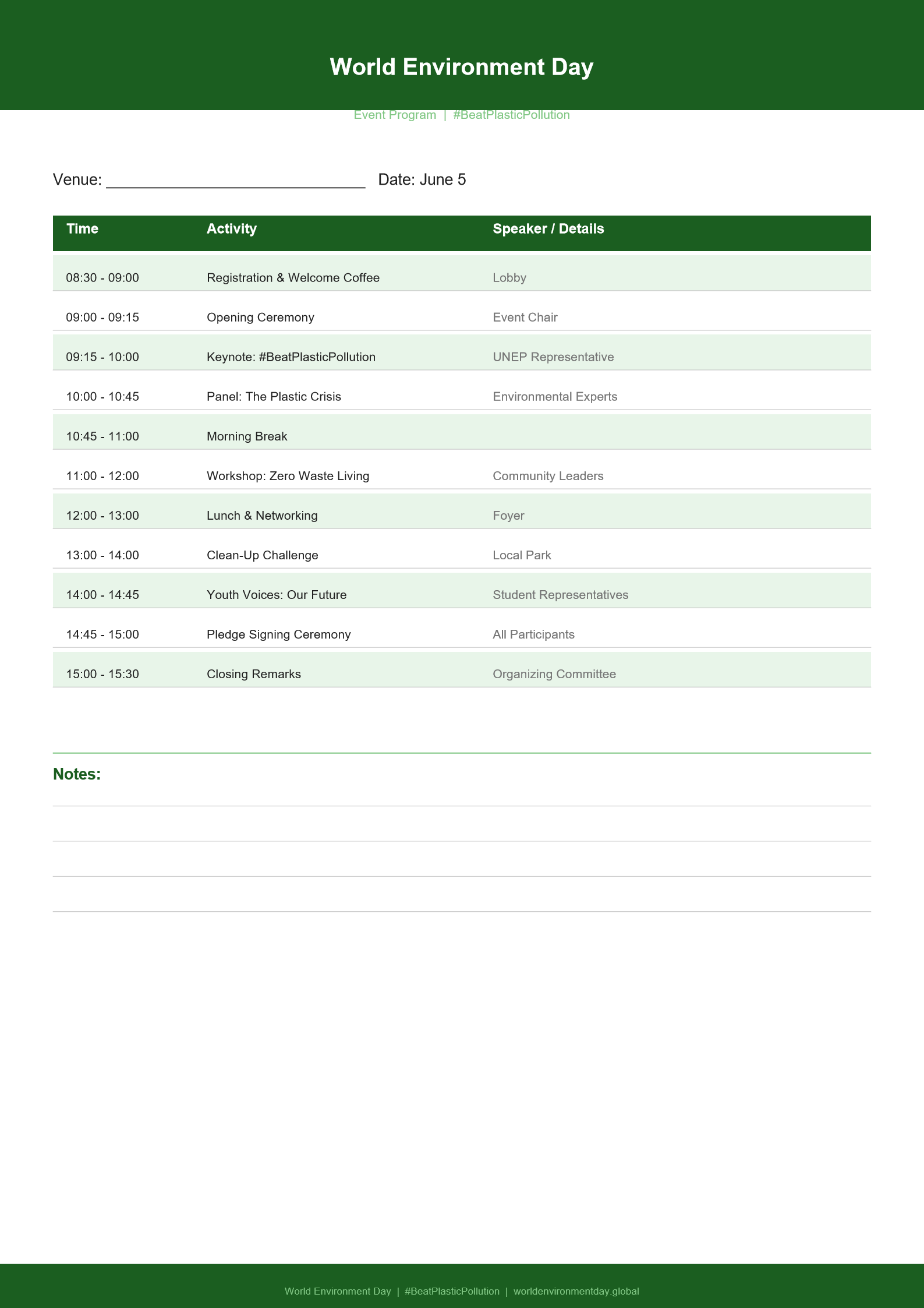 World Environment Day Event Agenda Template: Free Download