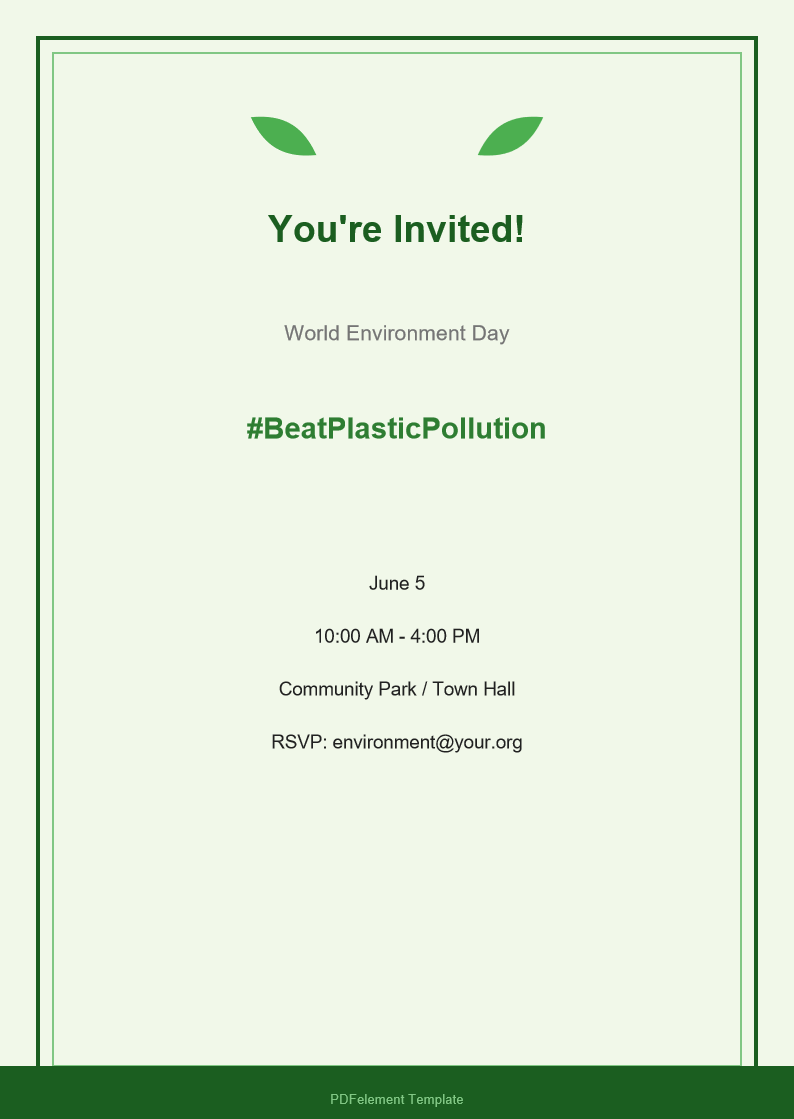 World Environment Day Invitation Template: Free Download
