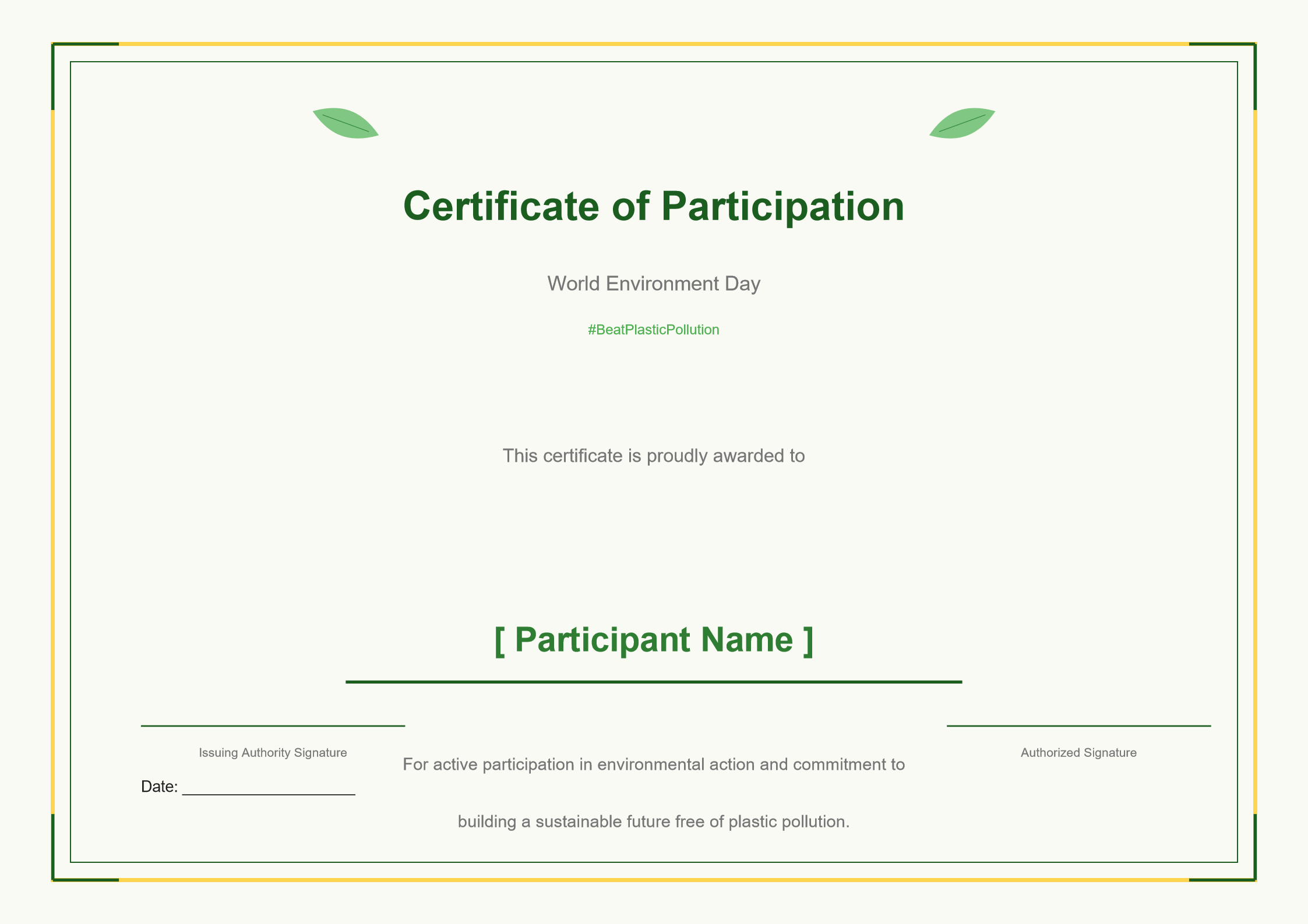 World Environment Day Certificate Template: Free Download