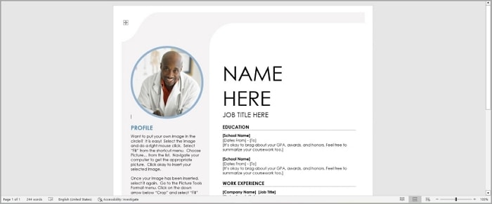 a resume template in docx format