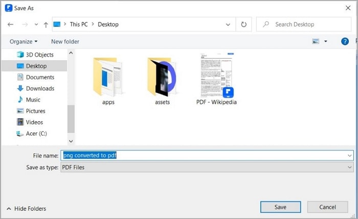Speichern der neu erstellten PDF-Datei