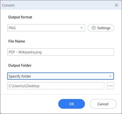 selecting the output format as png