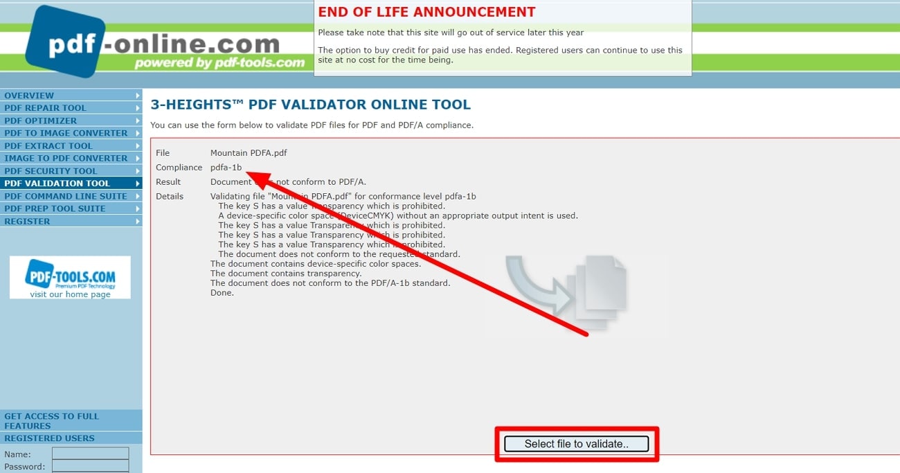 validate pdfa file with pdf online