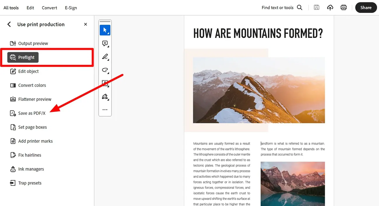 access preflight mode for conversion