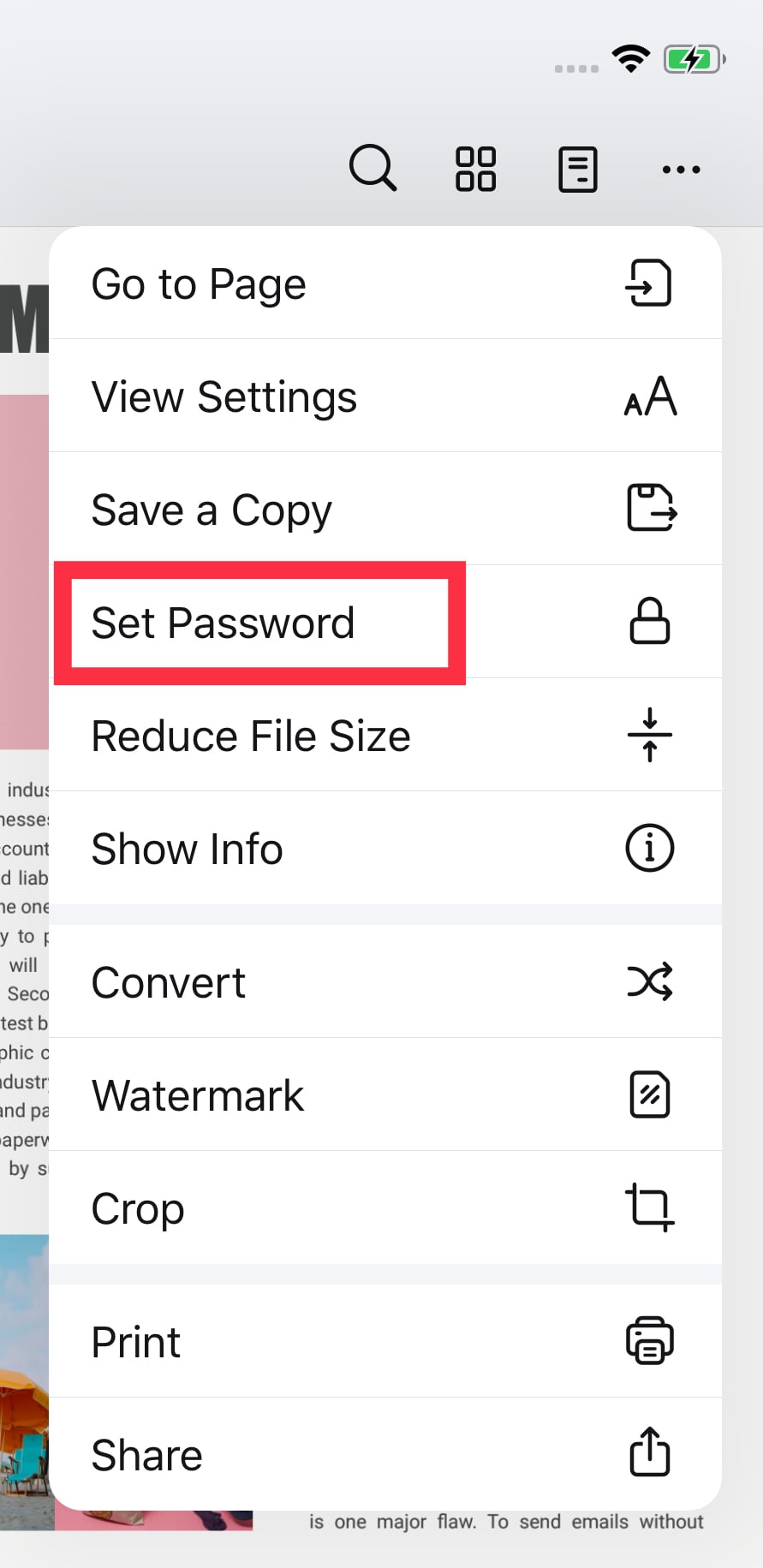 set password in pdf