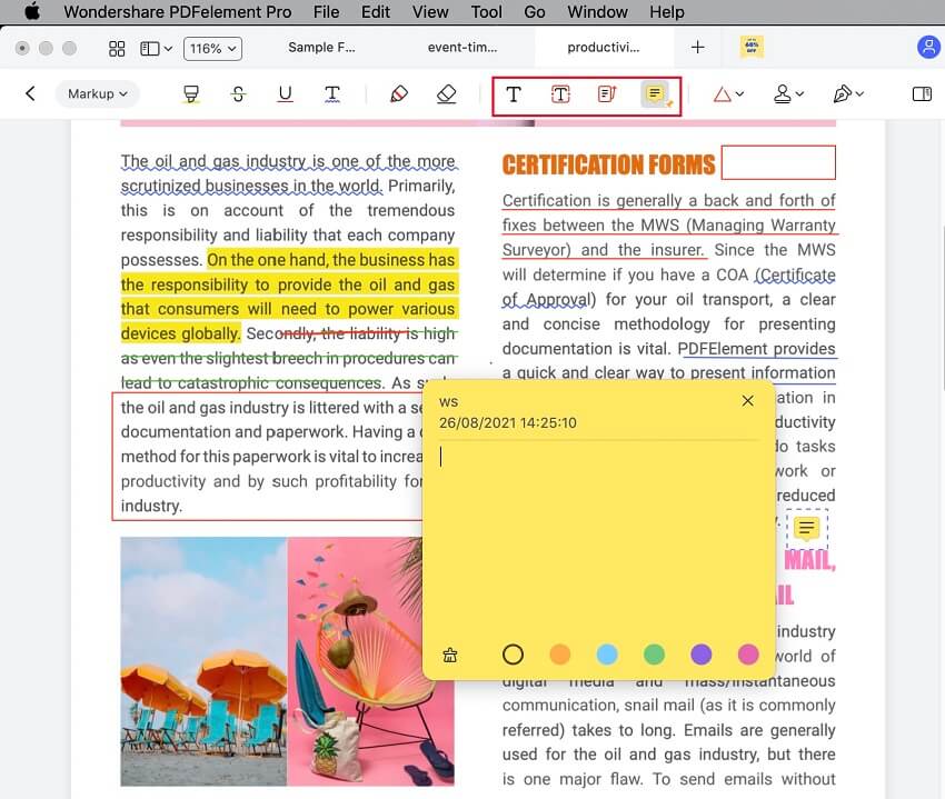 highlight pdf on pdfelement for mac