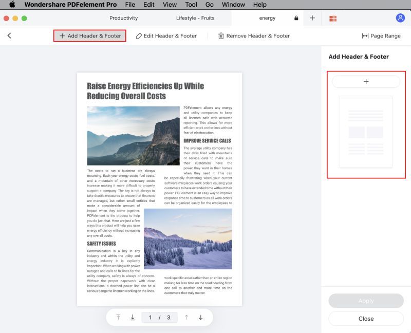 add header and footer to pdf