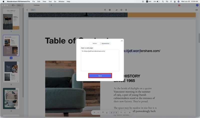 aggiungi collegamento ai pdf su mac