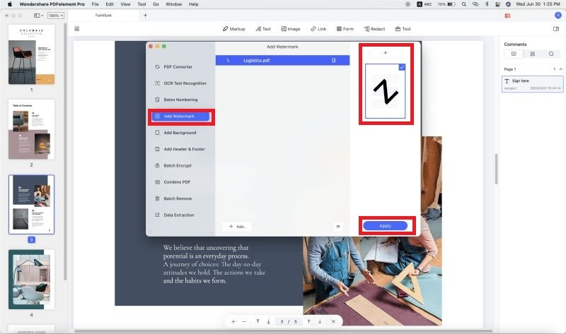 how to add watermark to pdf mac