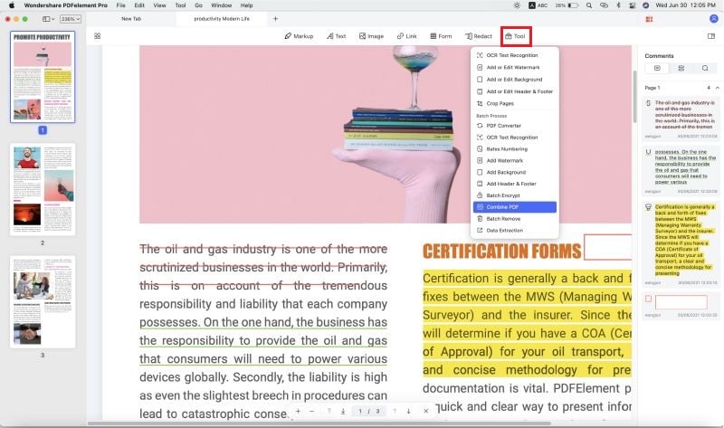 windows 10 combine pdfs in word