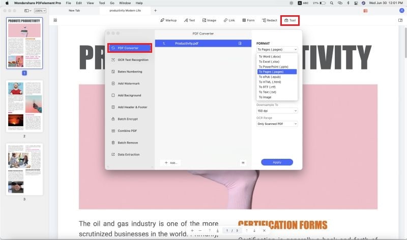convert pages to pdf for mac
