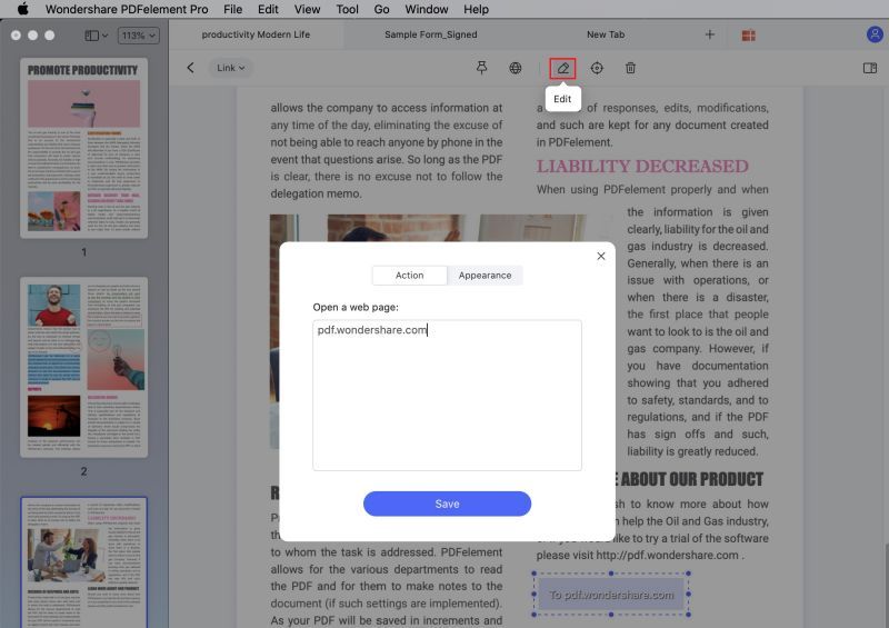 hyperlink in pdf mac