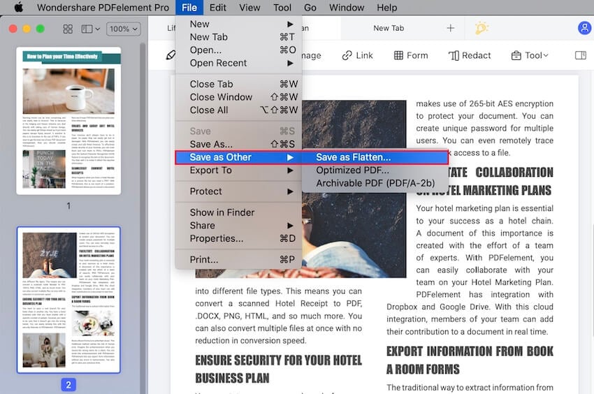 mac preview flatten pdf