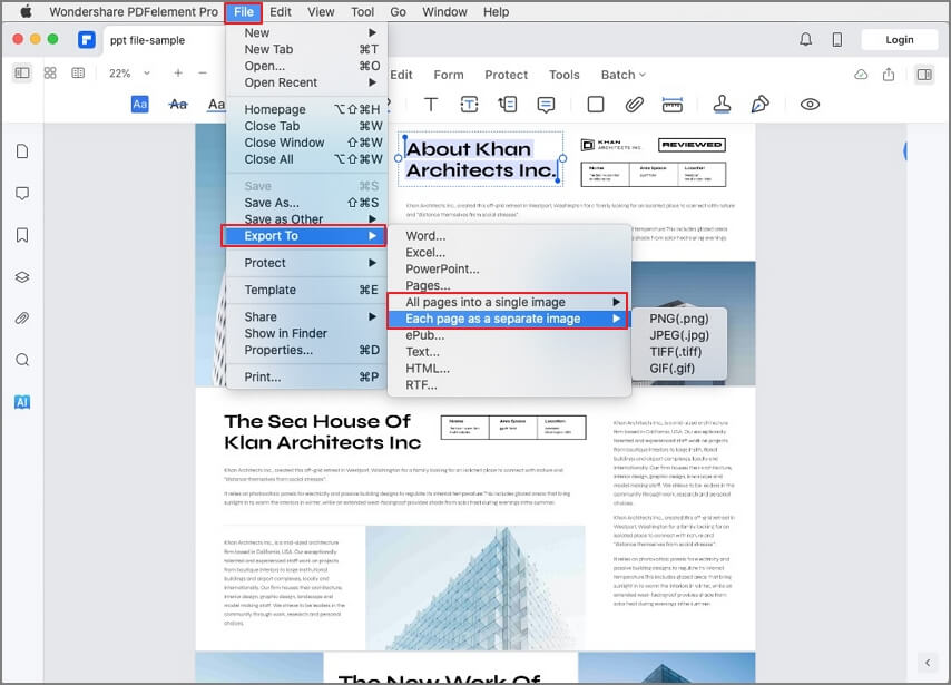 pdfelement converter pdf para imagem no mac