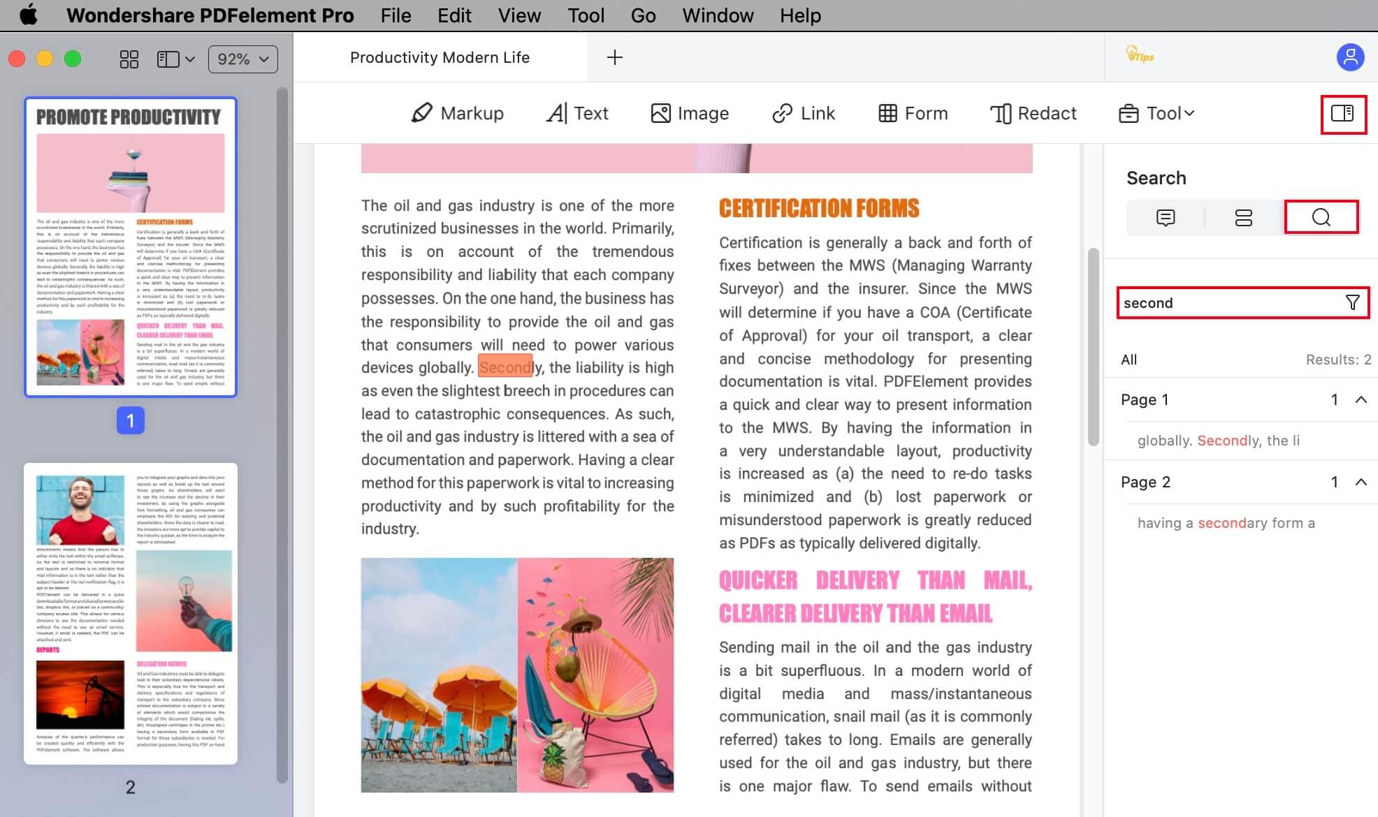 how to search a pdf document on mac