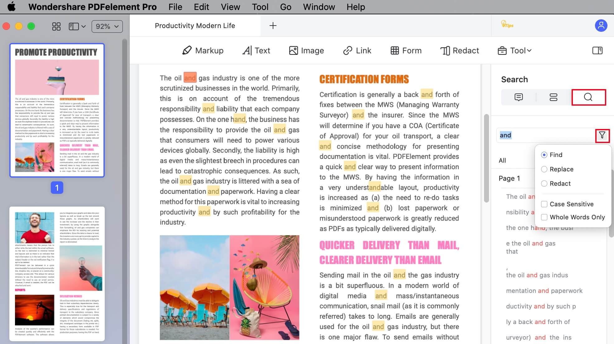search pdf files for text mac