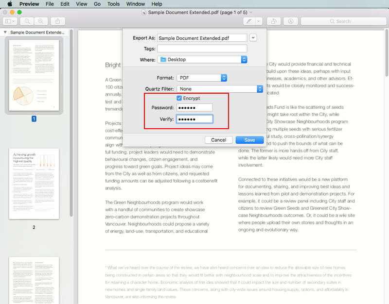 how to password protect a pdf mac