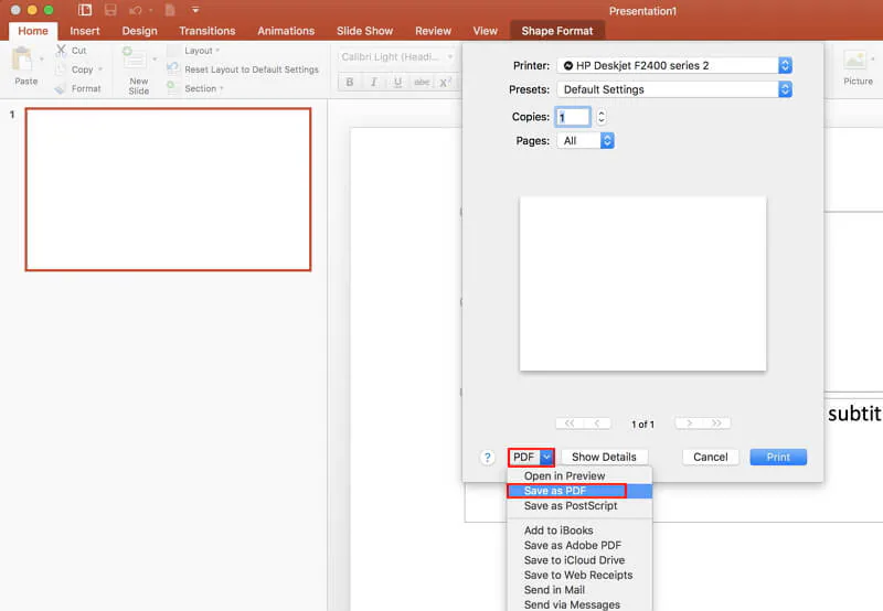 how to change pdf to powerpoint on mac