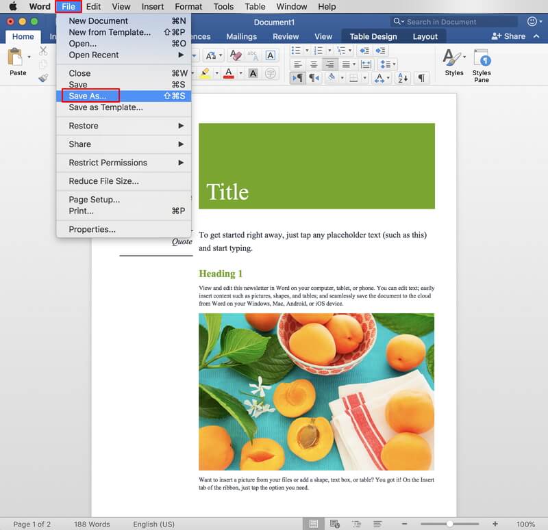 office for mac save as pdf large file