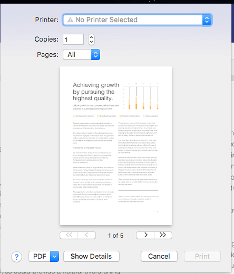 print to pdf as a printer for mac