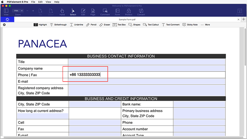 fill in form