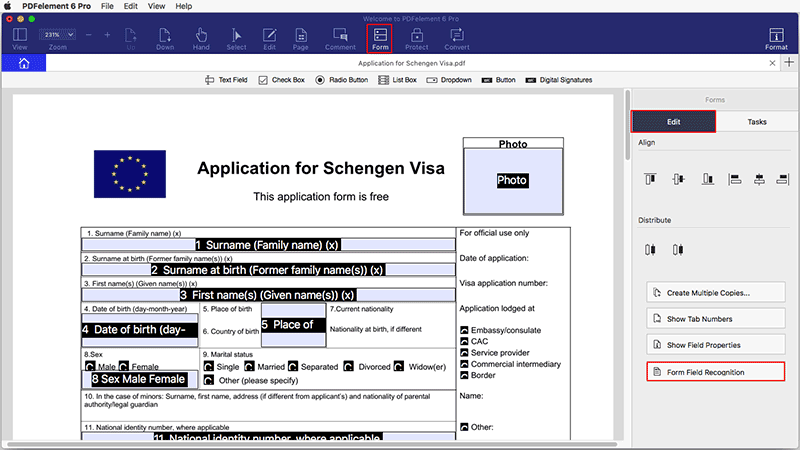 herken formulier velden in een pdf op een mac