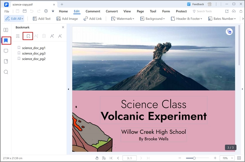 how to create bookmarks in word