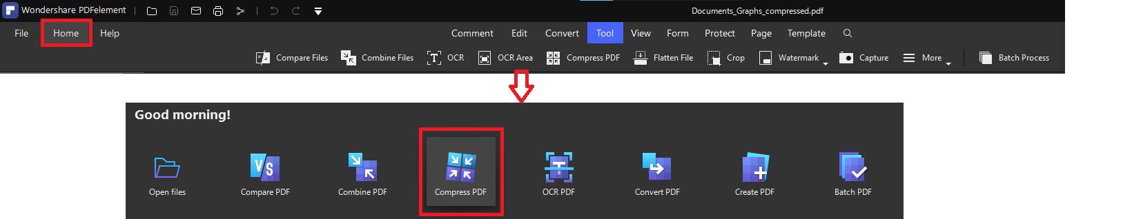 1a opzione per comprimere file PDF