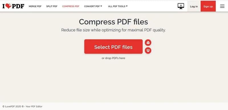 compress pdf tool ilovepdf