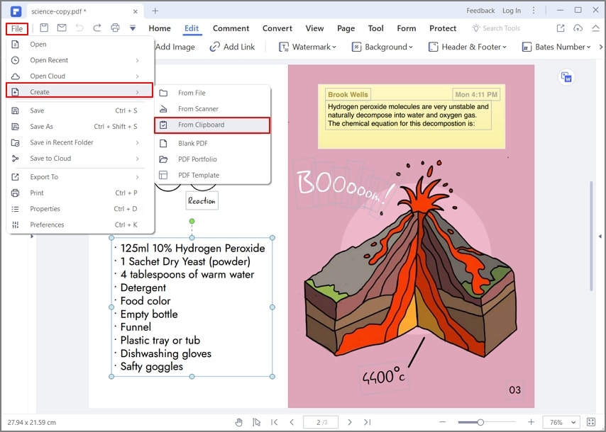 create pdf from clipboard