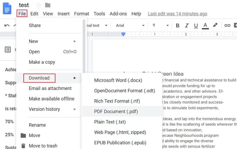 how to make a pdf from google docs