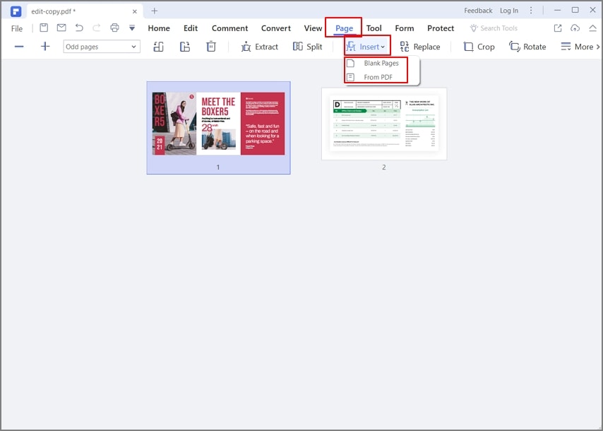 insert page in pdf
