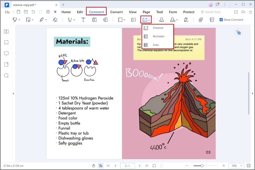 annotate a pdf with measuring tool