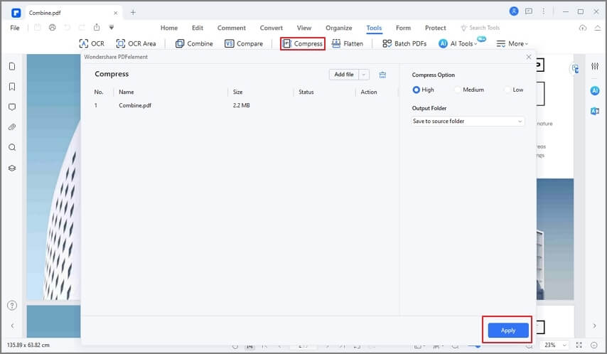 how to change pdf document size