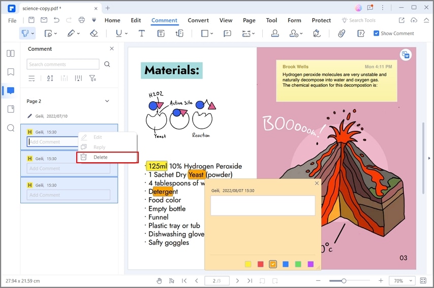 как удалить подсветку в pdf