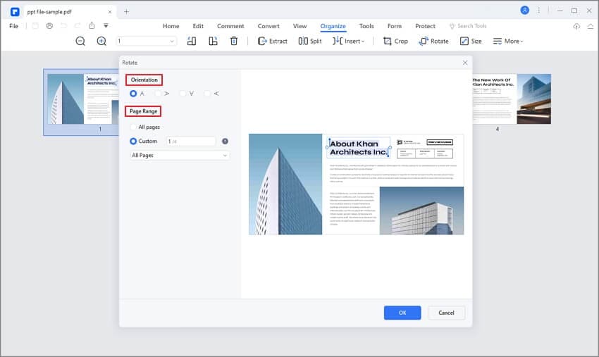 roate pages in pdf