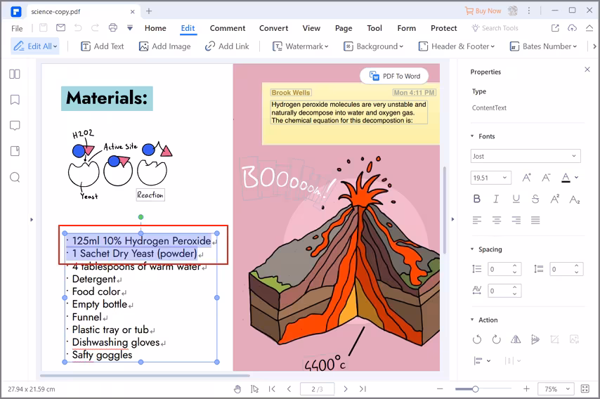 cómo aumentar el tamaño de la fuente del PDF