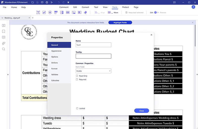 editable form