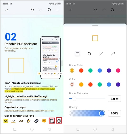 PDF Formen hinzufügen auf Android