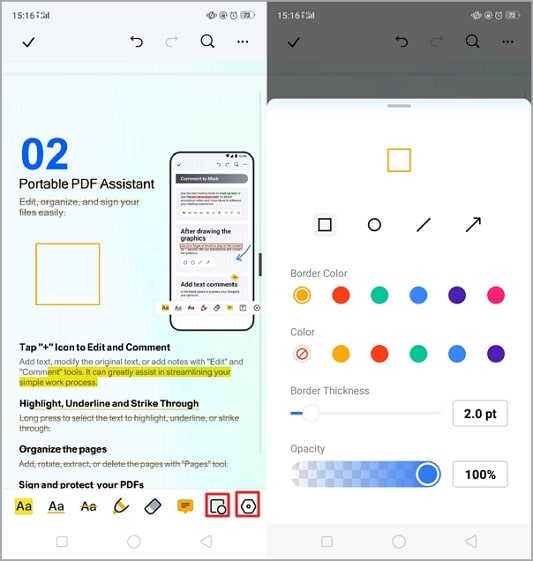 agrega formas en pdf para android