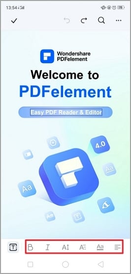 PDF-Text Eigenschaften anpassen auf Android